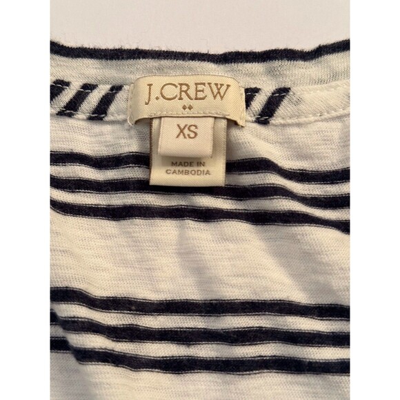 J‎ Crew Women Size XS T-Shirt Short Sleeve 100% Cotton cream w black Stripes - Picture 6 of 8